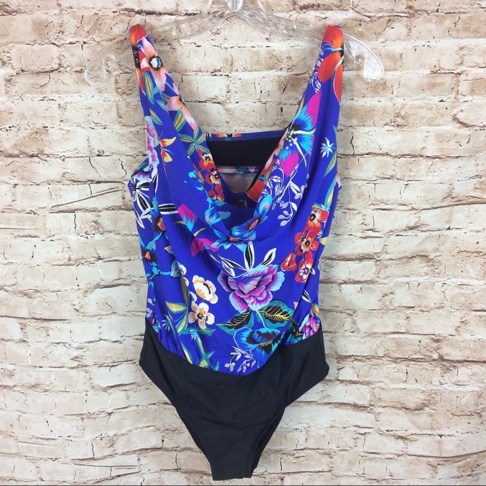 New Athena Mexican Floral Cowl One Piece Swimsuit - Picture 4 of 10